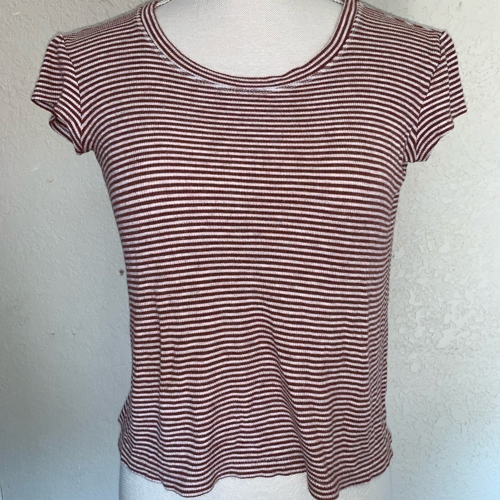 𝅺🌵h by Bordeaux Striped Women’s Tee Shirt Xs/S Zx